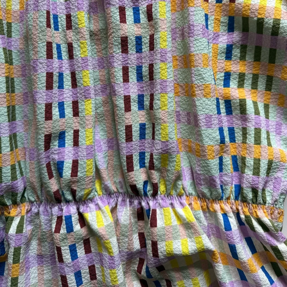 STINE GOYA Peplum Pleated Blouse in Techno Check NWOT - Picture 5 of 8